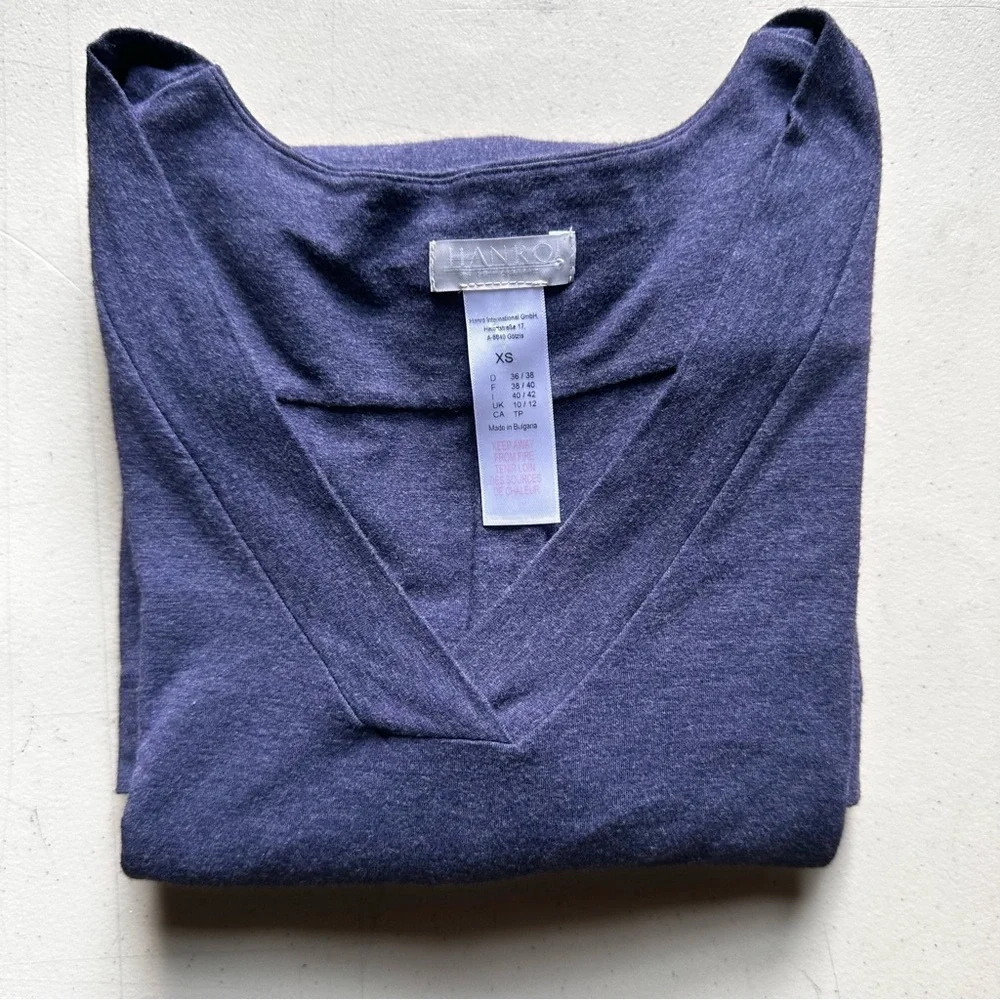 Hanro Long Sleeve Shirt Size XS Heather Blue V-Neck SOFT Lounge Wear Pajama Top - Picture 7 of 9